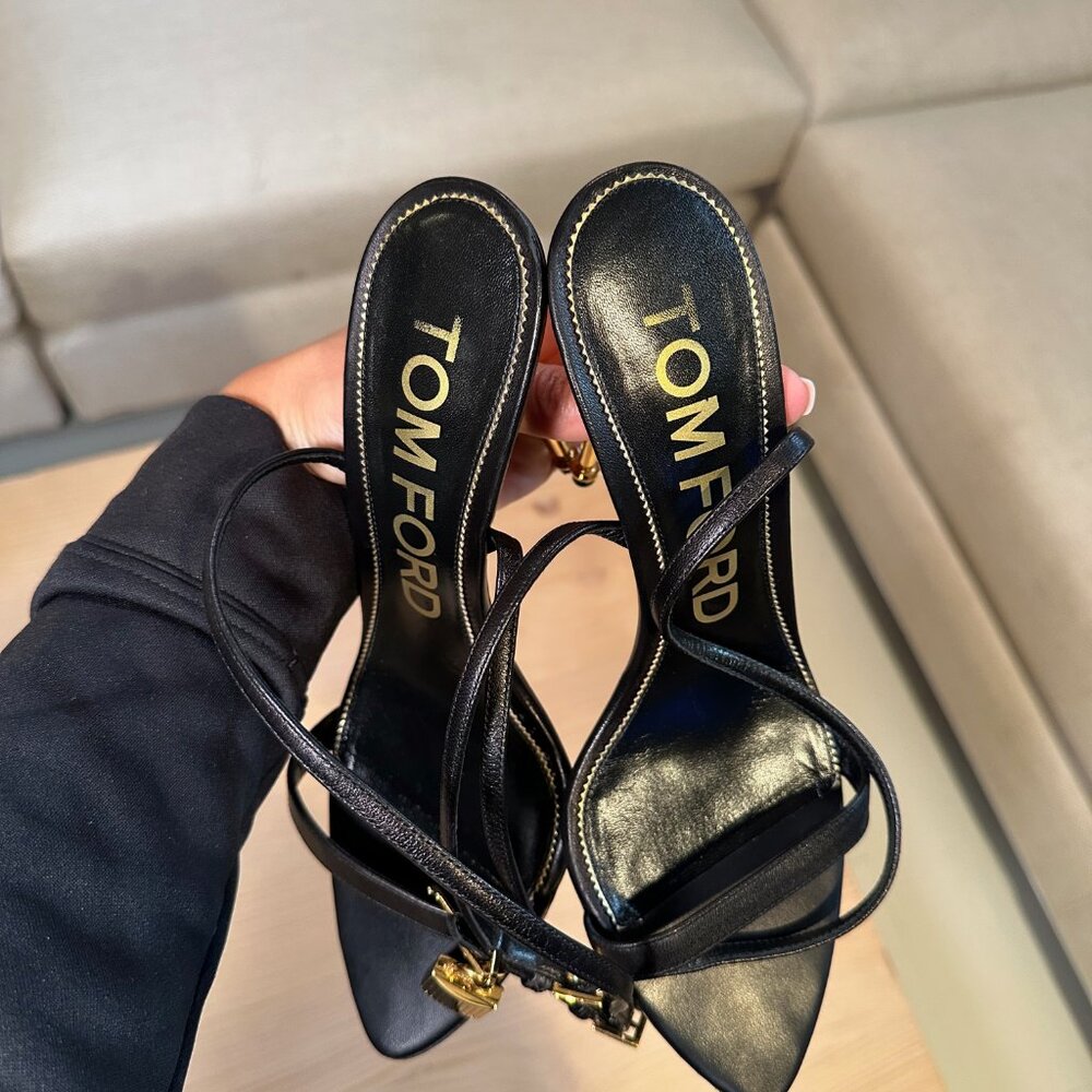 Tom Ford Lock Heel Sandals - Black (Women's Size EU 39) - Picture 4 of 16
